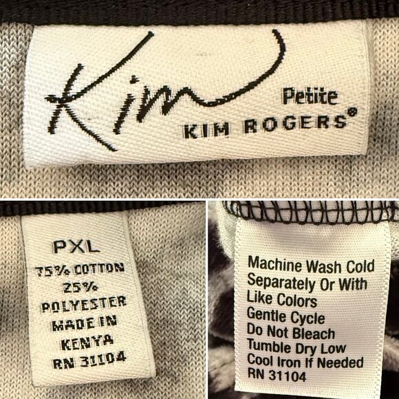 Kim Rogers Petite Sz PXL Black and White Leopard Print Zip-Up Velour Jacket - Picture 3 of 10